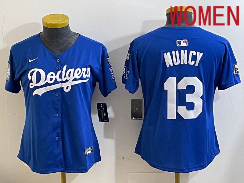 Women Los Angeles Dodgers #13 Muncy Blue Game 2024 Nike MLB Jersey style 11215